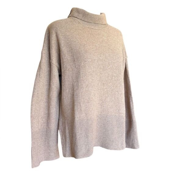Banana Republic Wool Blend Turtleneck Sweater Boxy Oversized Beige Womens Small - Picture 1 of 10